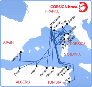 SNCM Ferries map