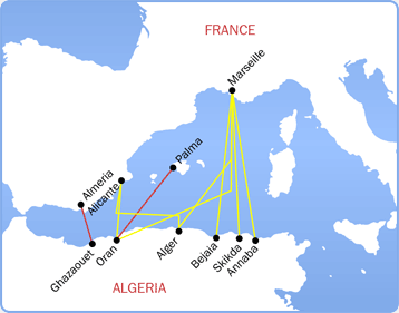 Algeria Ferries map