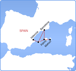 Balearics Ferries map