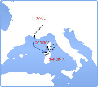 Sardinia Ferries map